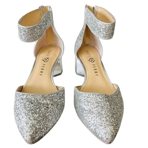 Katy Perry Collections Shoes - Katy Perry Collections The Jo Silver Glitter Heels with Ankle Strap size 7.